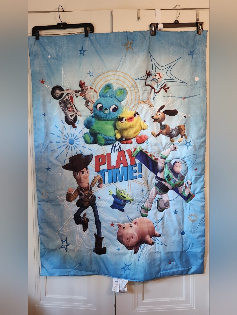 Disney Toy Story 4 Its Play Time Toddler Bed Comforter Blanket Blue NoJo unused